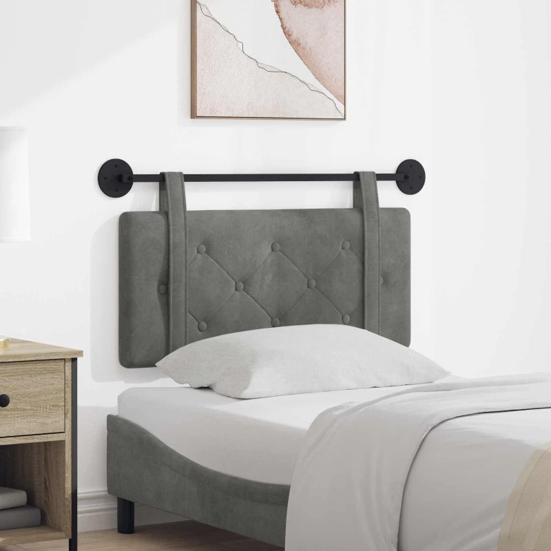 vidaXL Hængende Sengegavl Mørkegrå 90×55 cm Fløjl