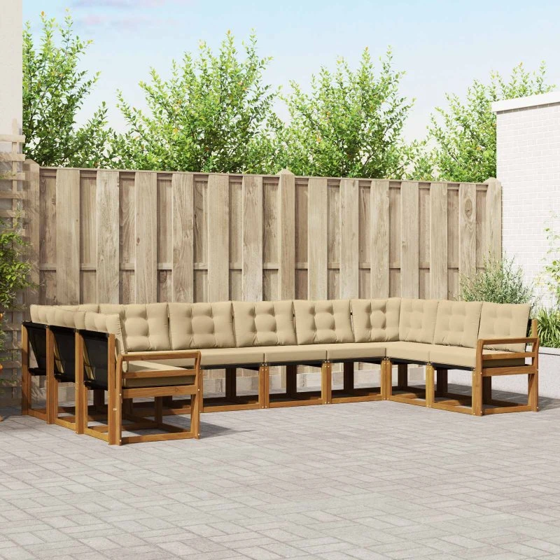 vidaXL Udendørs Sofagruppe 10 dele Naturlig/Beige