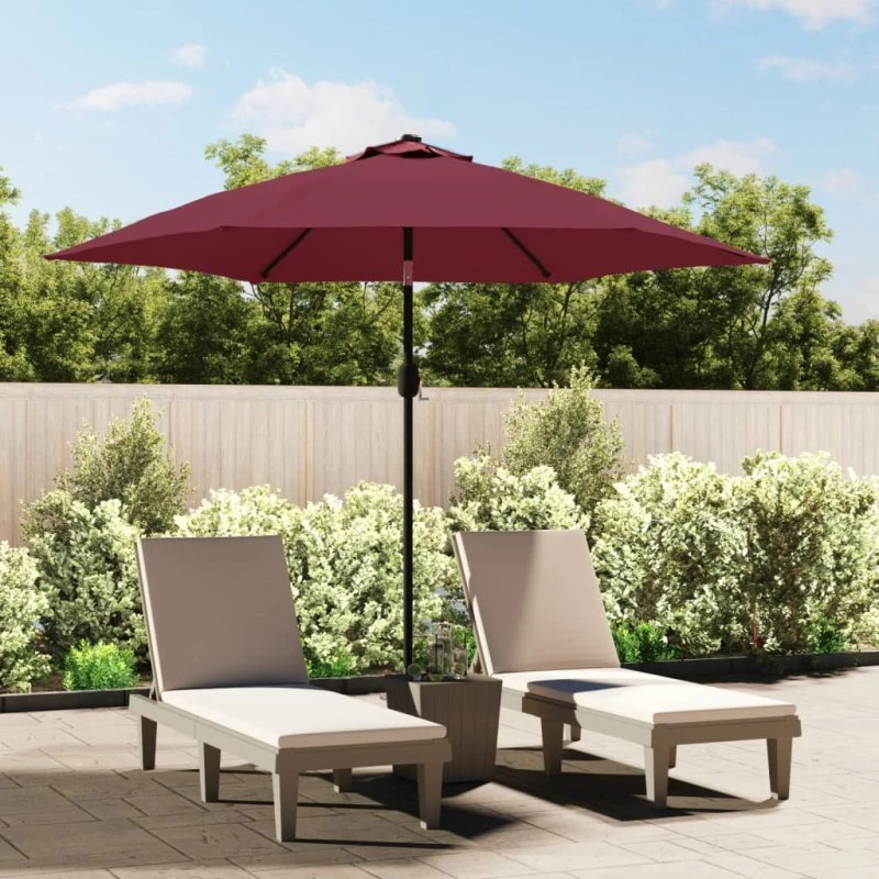 vidaXL Parasol 300 cm med metalstang, bordeauxrød