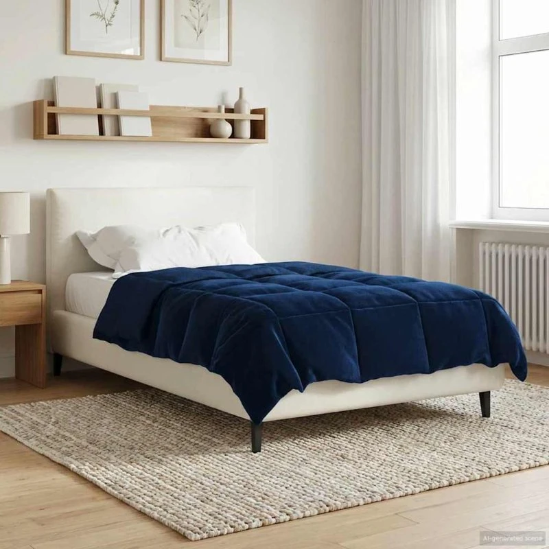 vidaXL Helårs Dyne Quilting Mørk Blå 140x200 cm Mikrofiber