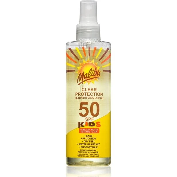 Malibu Børn Clear Protection SPF50 Solspray 250 ml