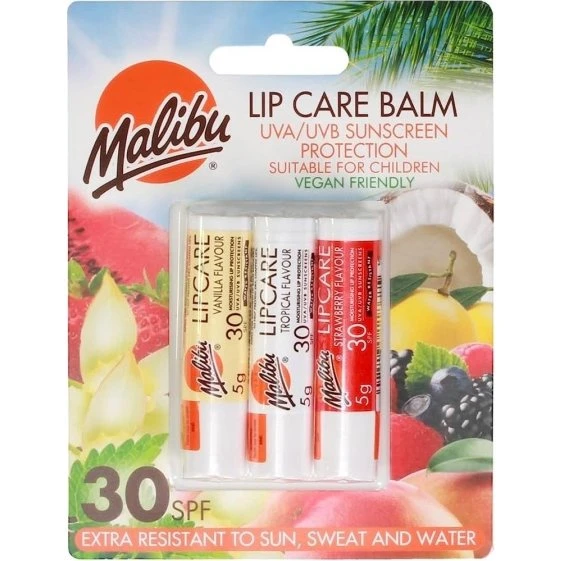 Malibu Lip Care Balm Trio SPF30 – 3 smager