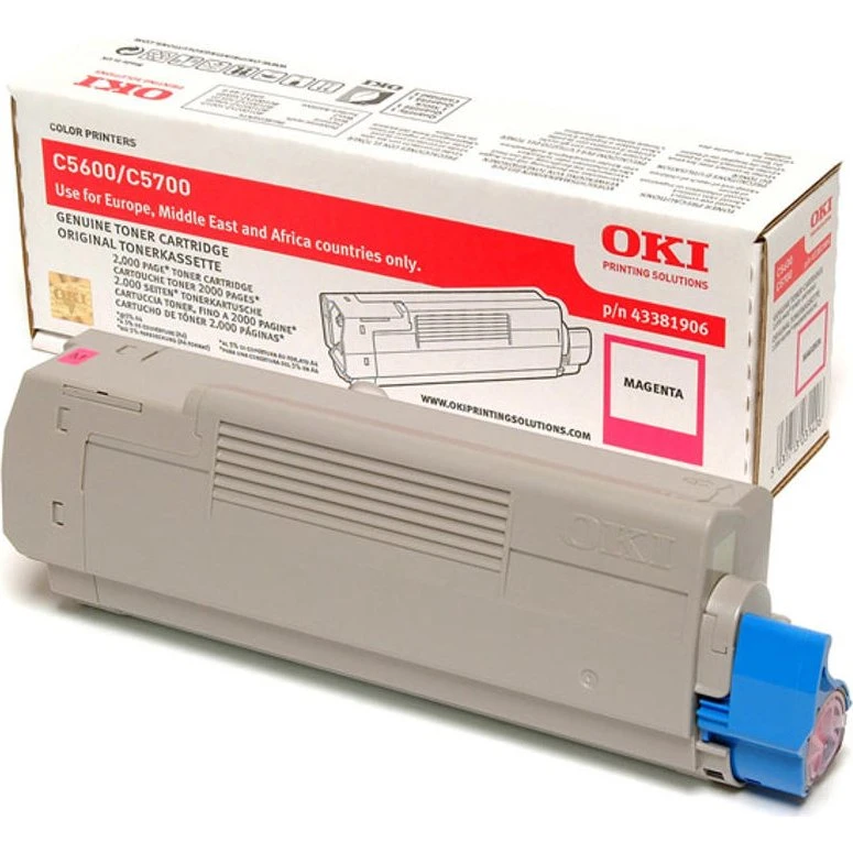 OKI Magenta Toner 43381906, 2000 Sider