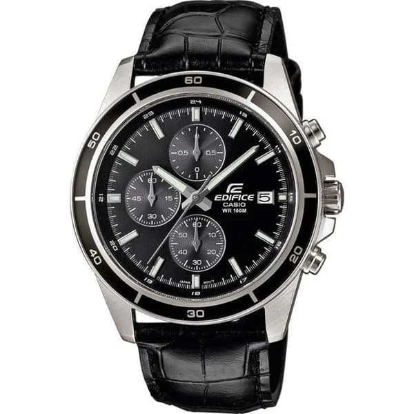 Casio Edifice Lederklokke, Svart