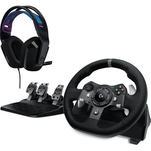 Logitech G920 Racinghjul med Pedaler + G335 Headset - Sort