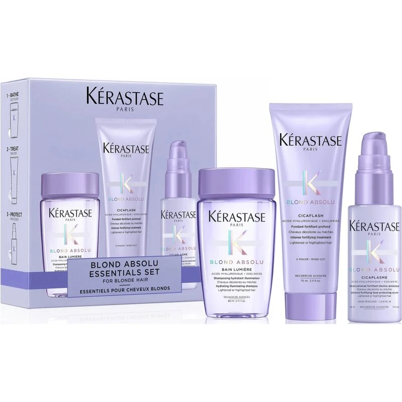 Kérastase Blond Absolu Discovery Set – Bain Lumière 80 ml, Cicaflash 75 ml, Cicaplasme 45 ml