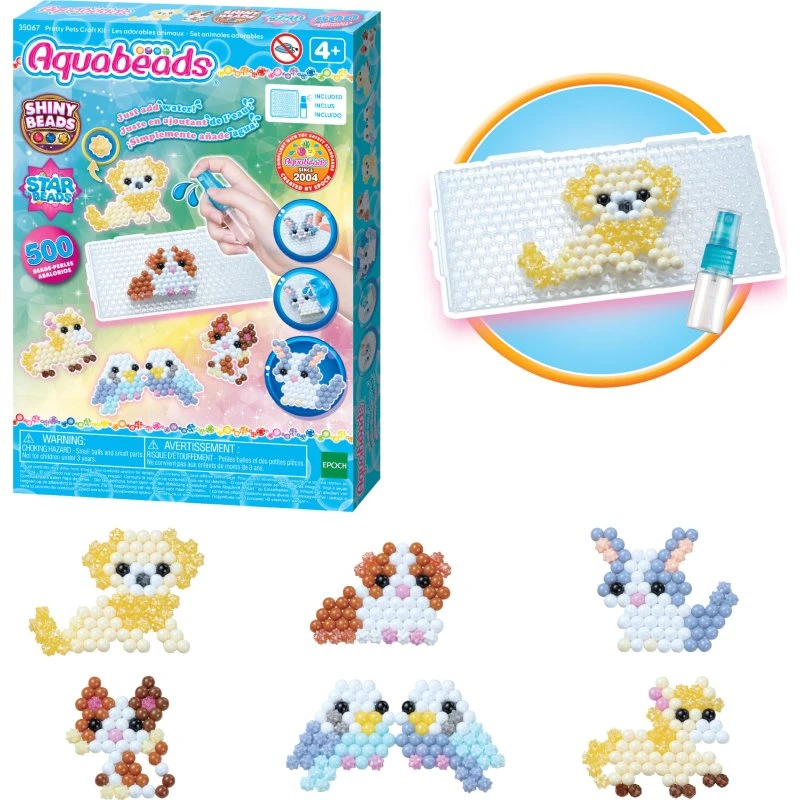 Aquabeads Pretty Pets Perlesæt – 500 stk. med skabeloner