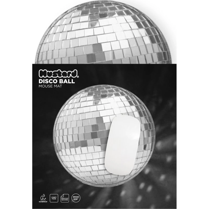 Mustard Disco Ball Mouse Mat - Levende Skrivebordsoplevelse