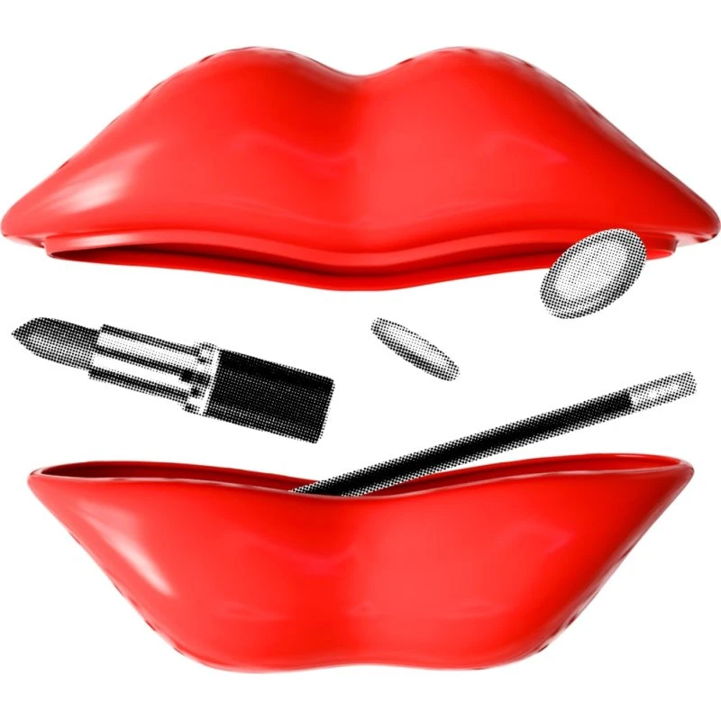 Mustard Hot Lips Trinket - Rød keramisk læbeformet beholder