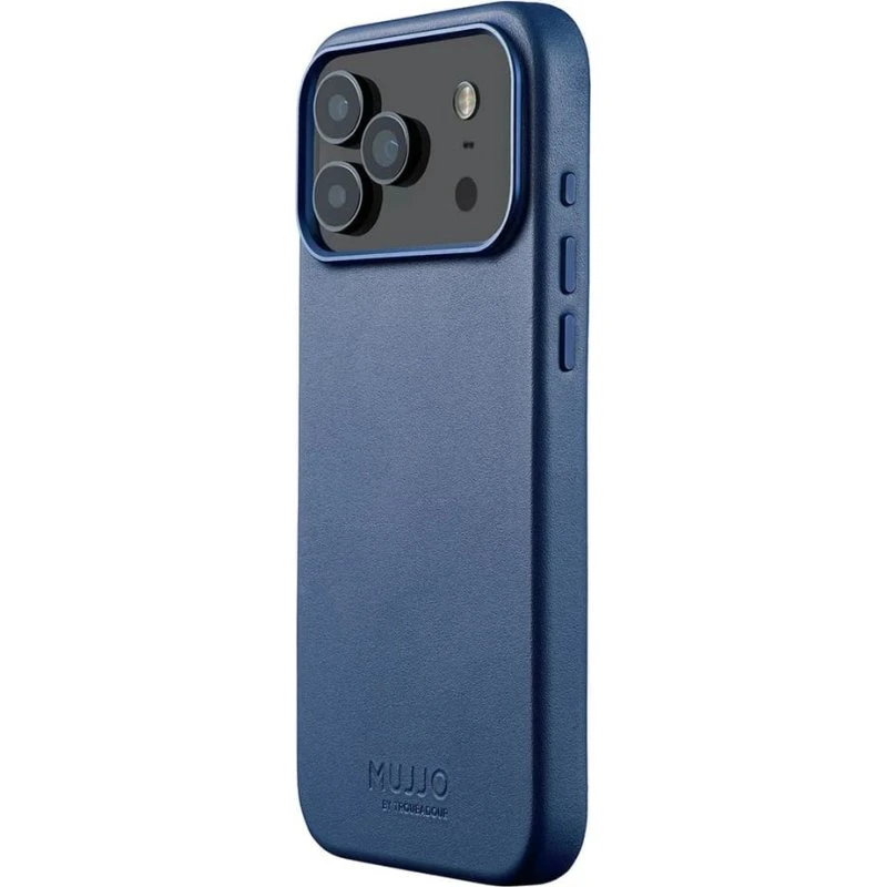 Mujjo Læderetui til iPhone 17 Pro, Monaco Blå, MagSafe-kompatibelt