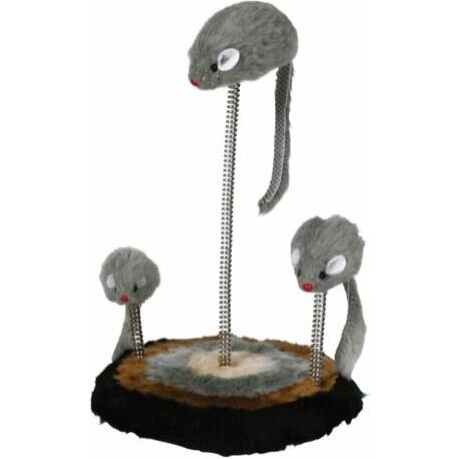 Trixie Mus-familie på fjeder 30 cm med catnip (grå/brun)