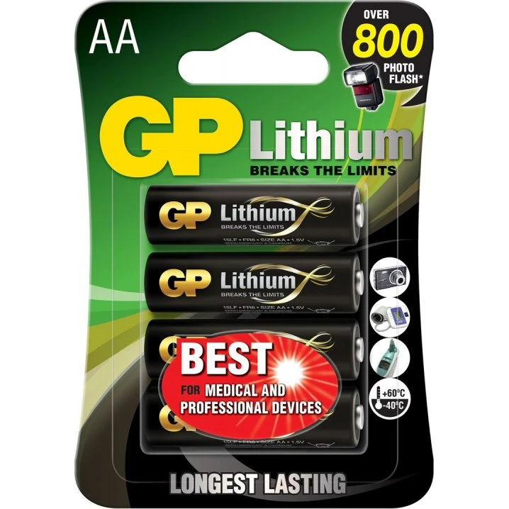 GP AA Lithium-batteri 1,5V 15LF-2U4, 4-pak