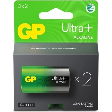 GP Ultra Plus Alkaline D-batteri 2-pak