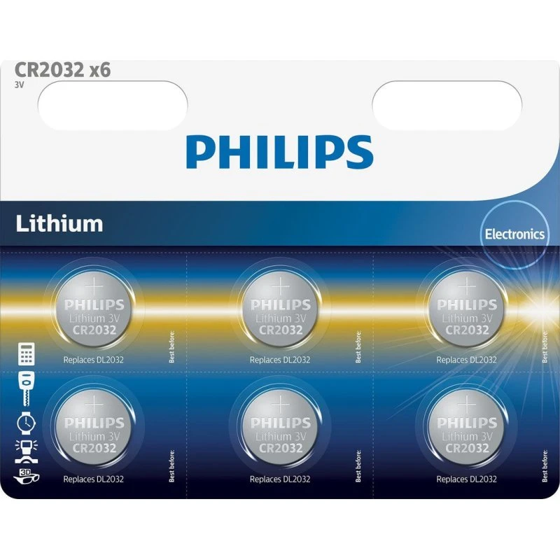 Philips CR2032P6/01B Lithium 3,0 V, 6 stk.