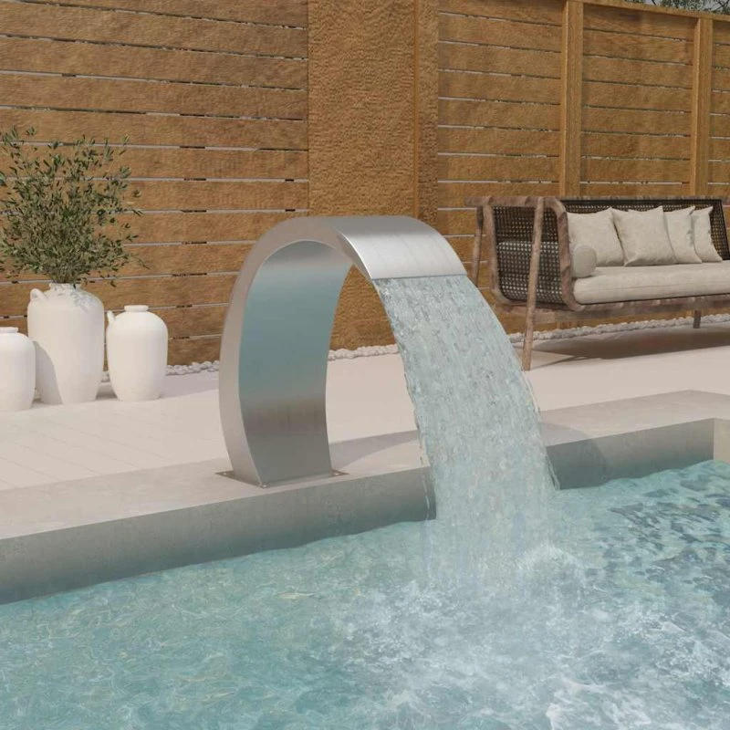 vidaXL Fontæne til pool med LED, 22x60x70 cm, rustfrit stål 304