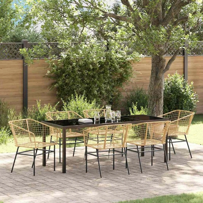 vidaXL Have Spisebordssæt 7 dels Brun PolyRattan
