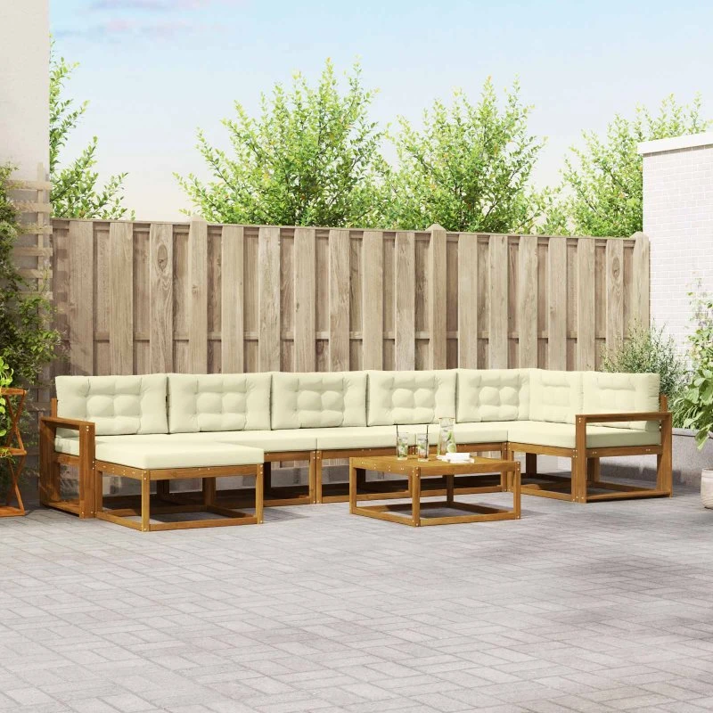 vidaXL Udendørs Sofagruppe 8 Dele Akacietræ Naturlig/Fløde
