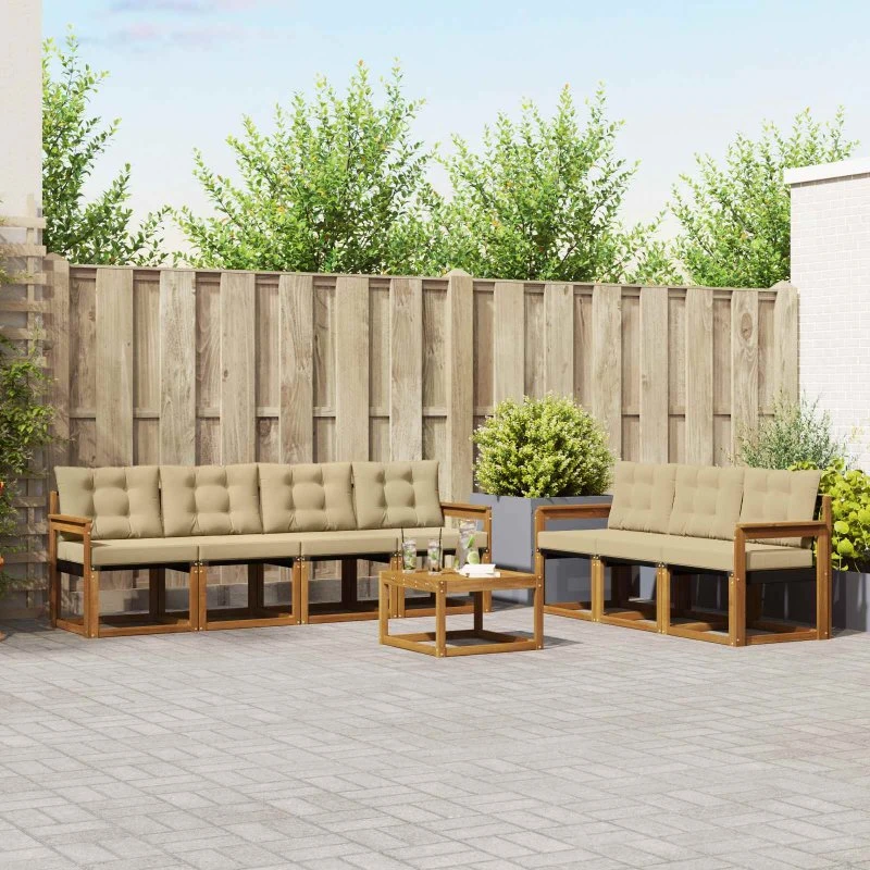 vidaXL Udendørs Sofagruppe 8 pcs Naturlig/Beige i Akacietræ