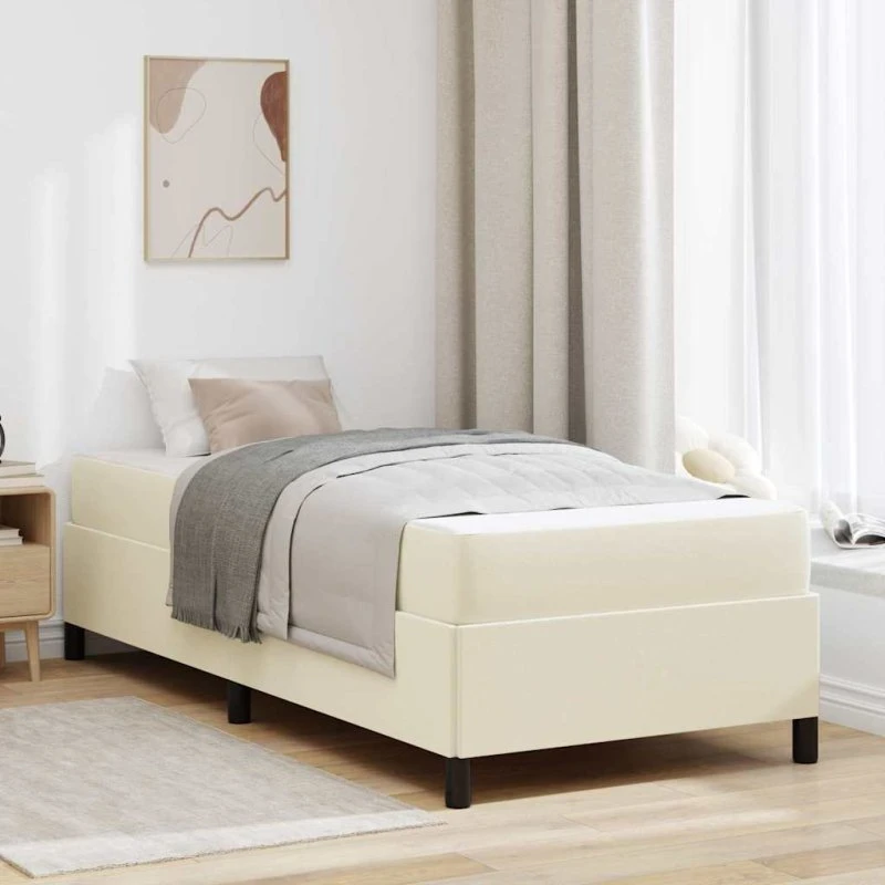 vidaXL Sengestel med madras Creme 90 x 190 cm