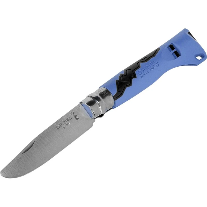 Opinel No. 8 Børnekniv med Fløjte, 7 cm, Blå