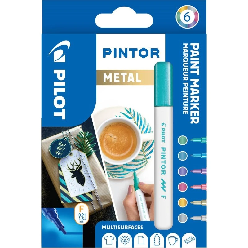 Pilot Pintor Fine Metal Mix 6 Farver (Fin Spids)