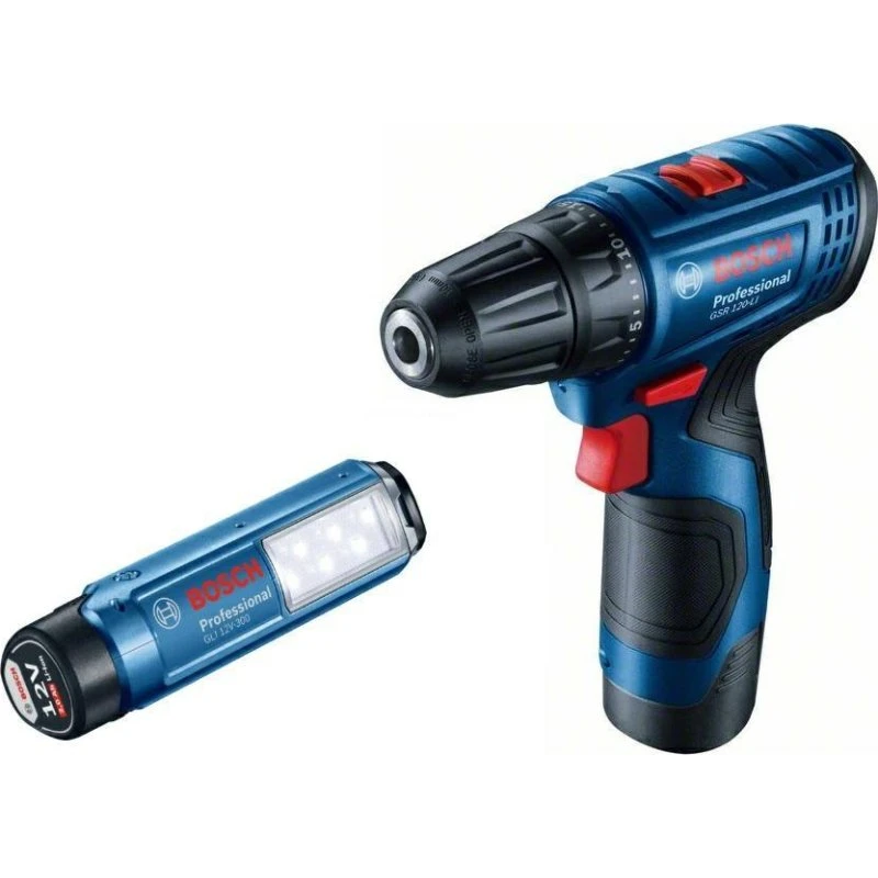 Bosch GSR 120-LI 12V Skruemaskine med 2x 2,0 Ah Batterier og Lampe