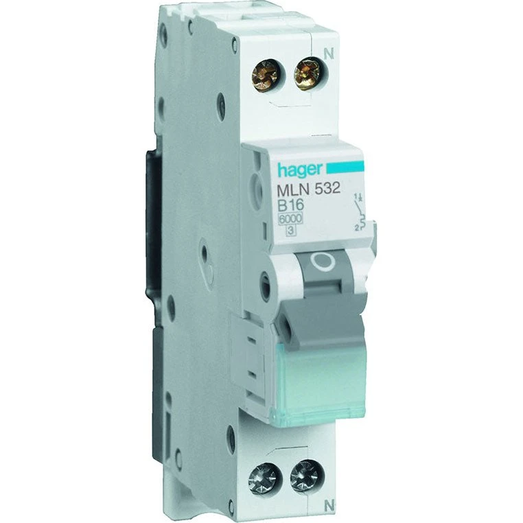 Hager Automatsikring 1P+N 16A C 6kA 1 modul