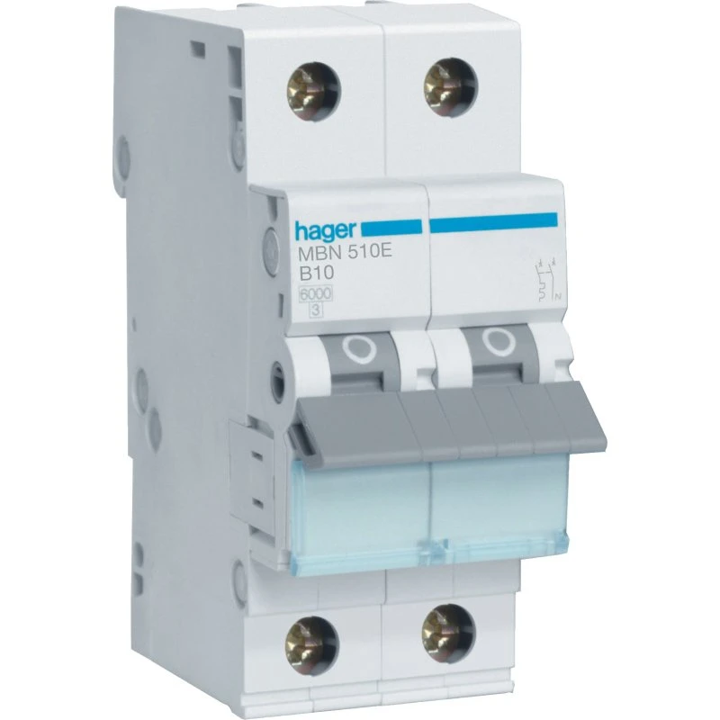 Hager Automatsikring 1P+N 10A B-karakteristik 2M