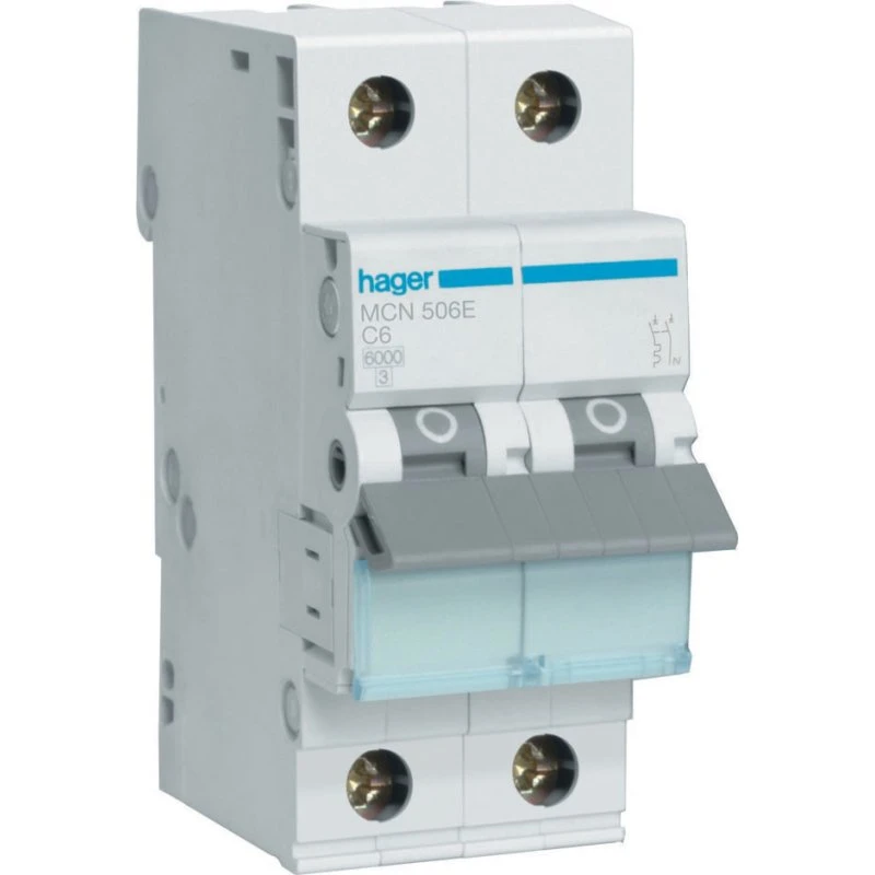 Hager Automatsikring 1P+N 6A C-kar 2M