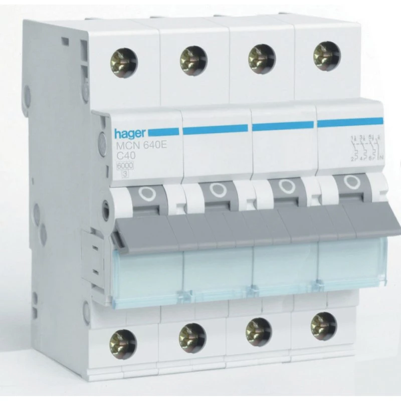 Hager Automatsikring 3P+N 40A C-kar 6kA 4M