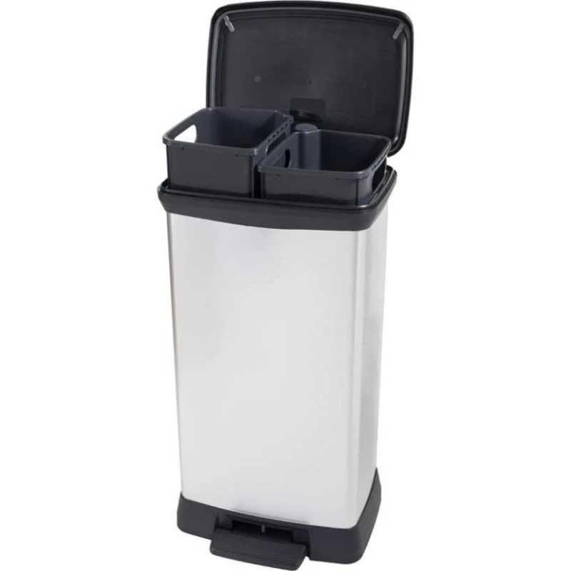 Curver Deco Bin Pedalspand 2x23L Sølv