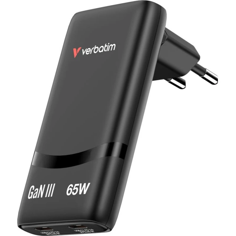 Verbatim Fold'n' Go GaN Charger 65W EU, sort