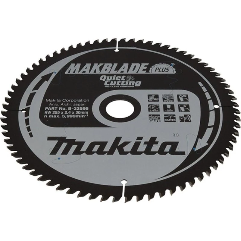 Makita B-32596 255 mm Rundsavsklinge 72 tænder, 30 mm boring