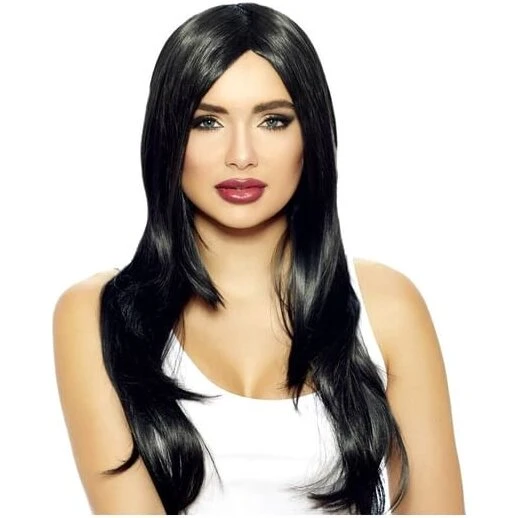 Deluxe Sort Lang Paryk med Midterskilning