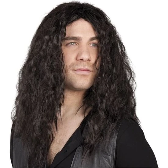 Mick paryk - langhåret sort paryk