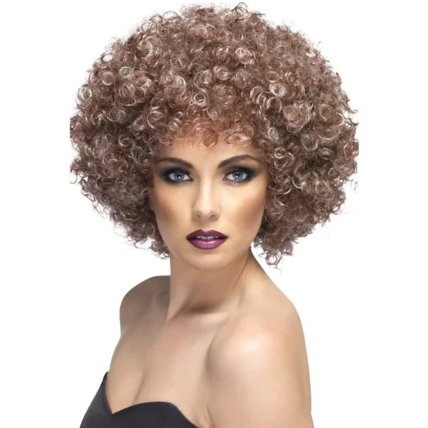 Smiffys Afro Paryk - Brun med lyse striber (One size)