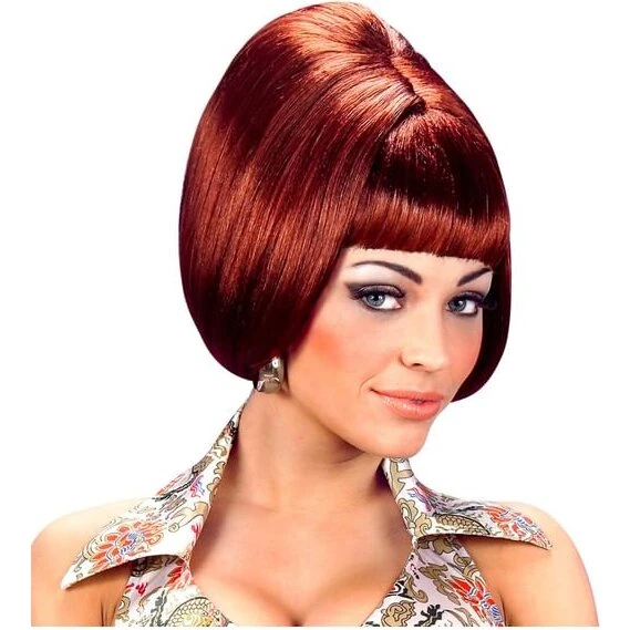 Burgundy 70'ernes party-paryk – rød bob