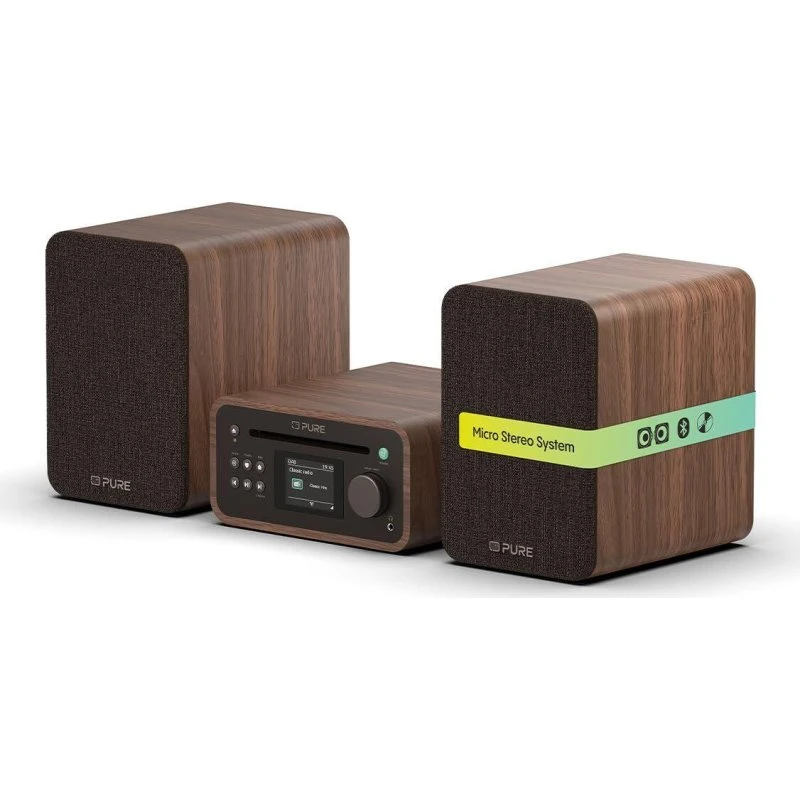 Pure Classic Stereo Mini Hifi-System, 40 W, Brun, Valnød