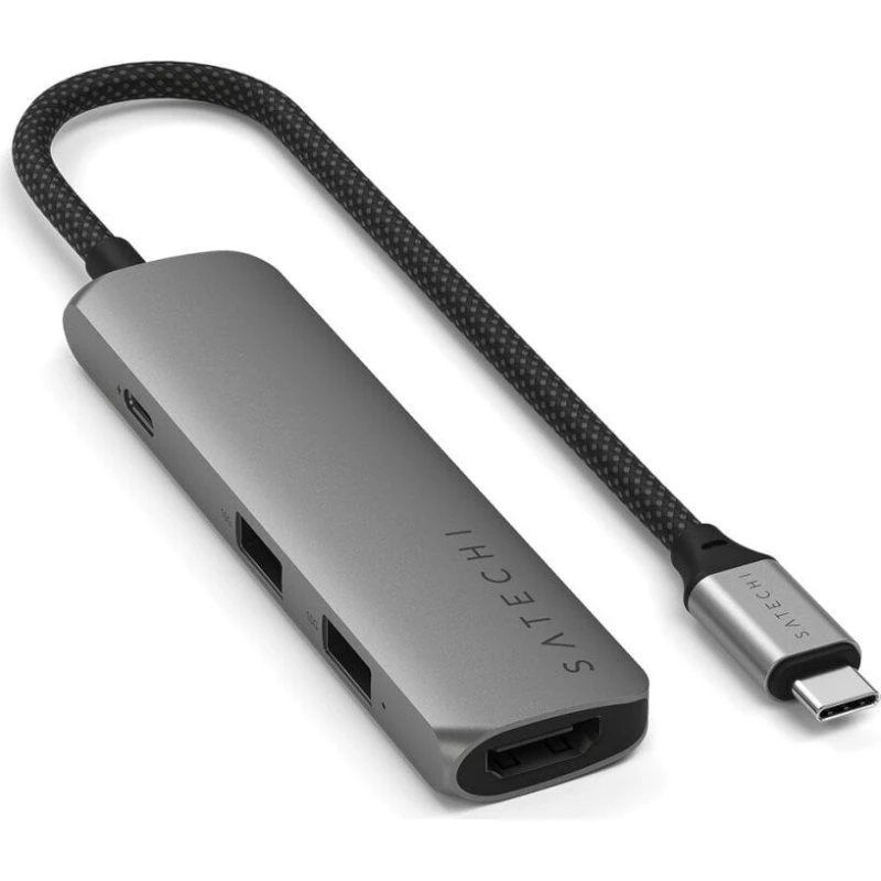 Satechi 4-i-1 USB-C Slim Multiport Adapter, Space Grey, 4K HDMI