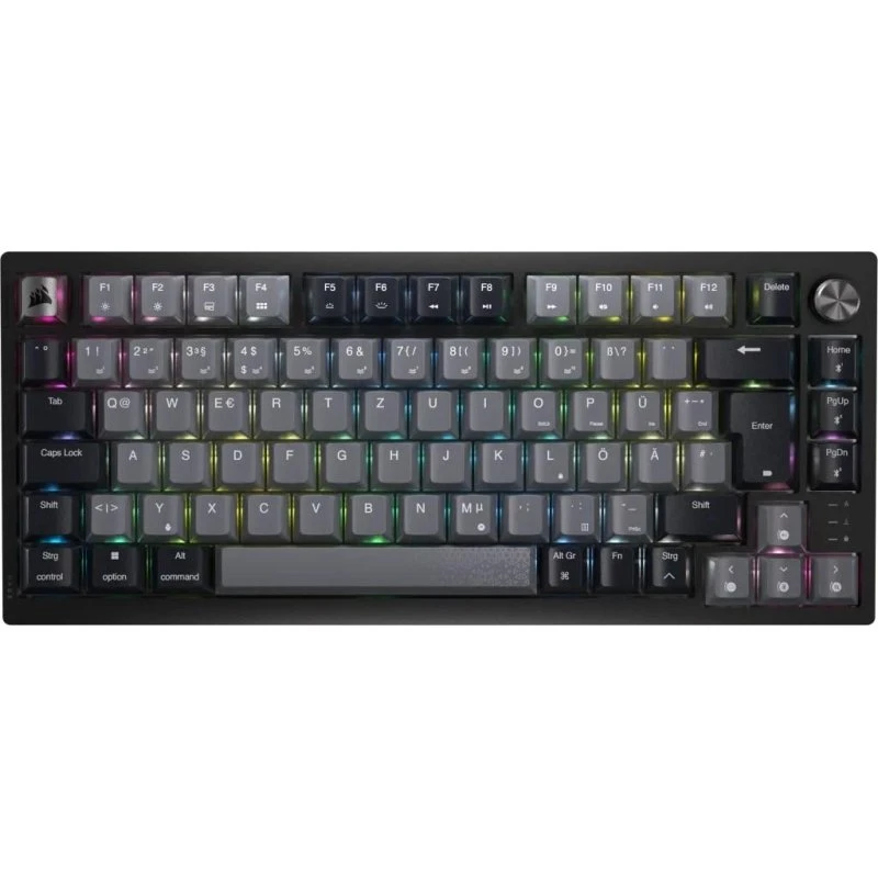 Corsair K65 Plus Wireless 75% Mekanisk RGB, MLX Red - Sort/Grå