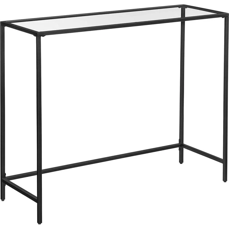 Vasagle konsolbord med hærdet glas og stål, sort (100x35 cm)
