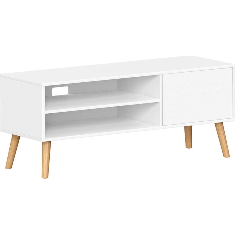 VASAGLE TV-bord 120 cm hvidt med låge og hylde