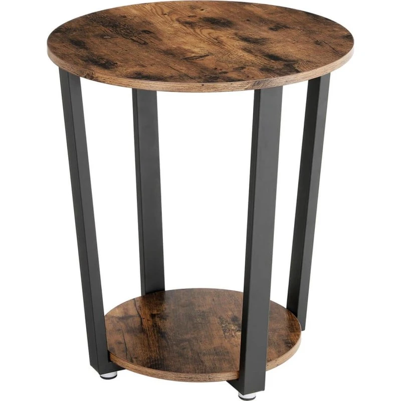 VASAGLE Sofabord rundt, rustik brun/spånplade & sort stål, Ø50 cm