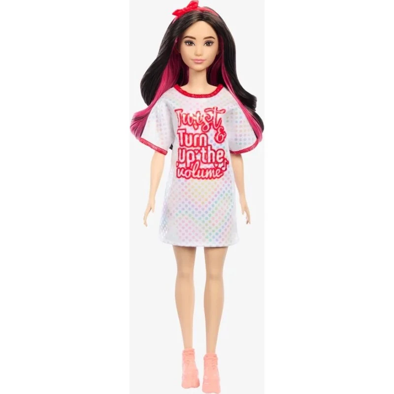 Barbie Fashionistas Rød Messedres Dukke med T-shirt Kjole - 3+ år