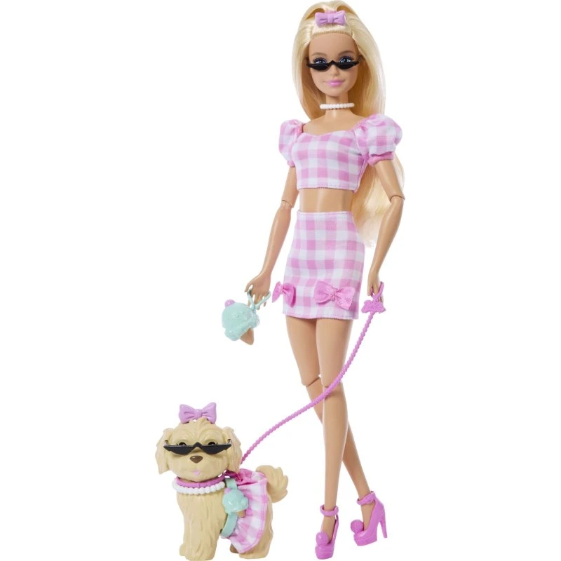 Barbie Twinning Looks Dukke med Hund og Sløjfer, Lyserød og Hvid, 3+ år