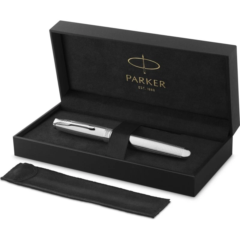 Parker Sonnet Ciselé Palladium Special Edition Fyldepen, 18k Guldspids, Sort