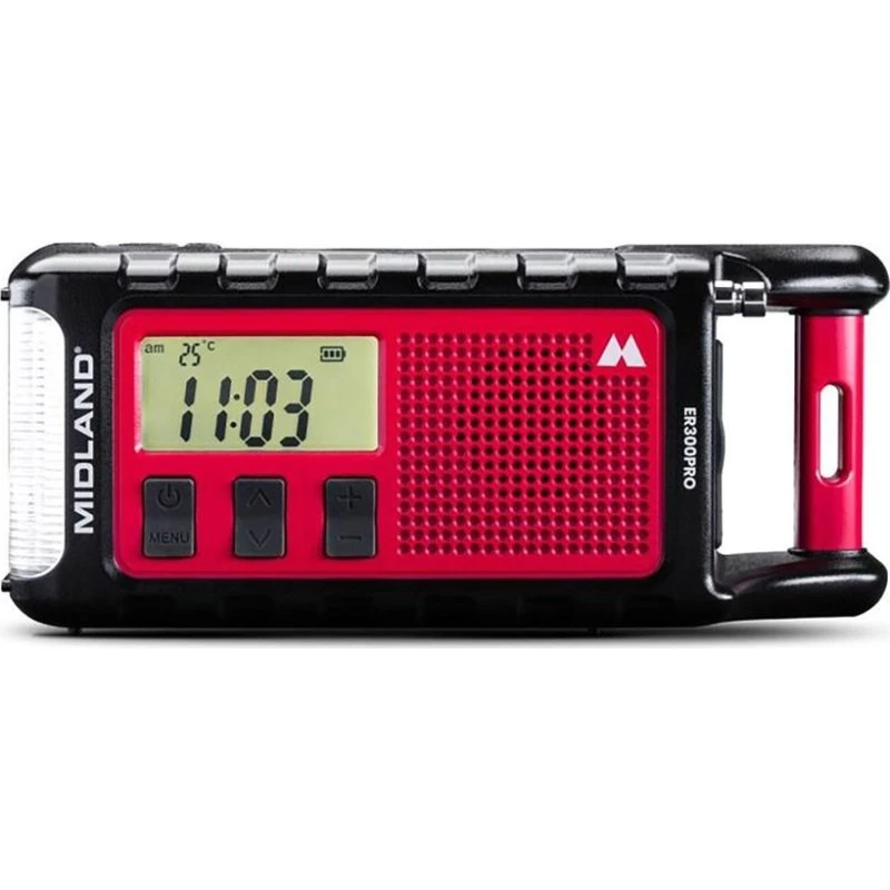 Midland ER300 Pro Nødradio med Powerbank, rød/sort