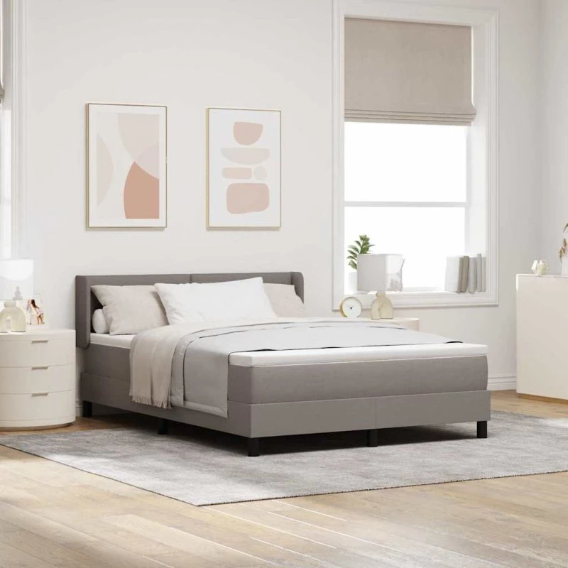 vidaXL Box spring seng med pude, gråbrun, 200 x 140 cm