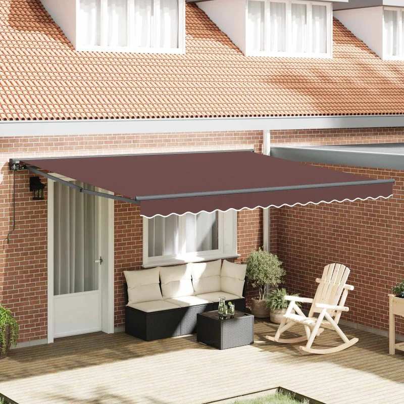 vidaXL Markiseramme Brun 400×300 cm med PU-belysning