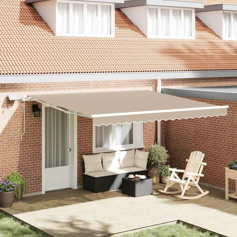 vidaXL Udtrækkelig Markise Beige 400×300 cm med Solcelle-LED